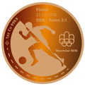 Kupfermedaille „Montreal 1976" – DDR Fußball-Gold | 1 oz Feinkupfer 999